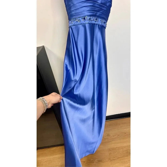 Adrianna Papell Womens Periwinkle Blue Beaded One Shoulder Evening Gown Size 6 - Picture 3 of 16